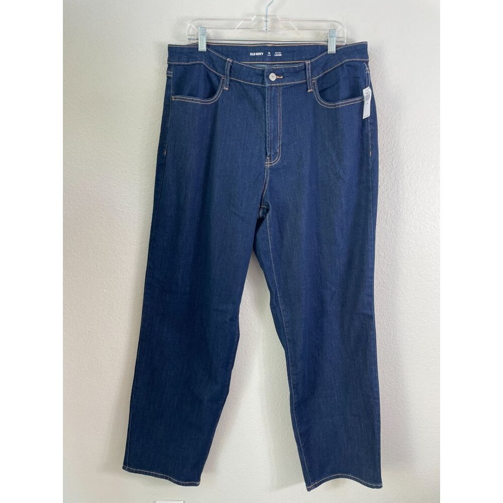 NEW‎ Old Navy Womens 16 Long High Rise Loose Jeans Dark Denim